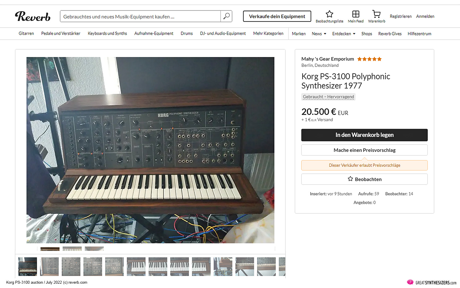 Korg PS-3100 Polyphonic Synthesizer Auction 2022