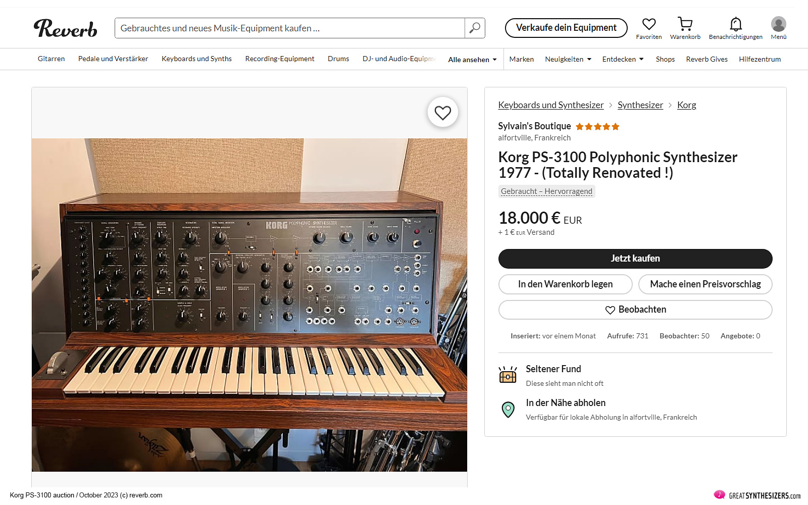 Korg PS-3100 Synthesizer Auction 2023