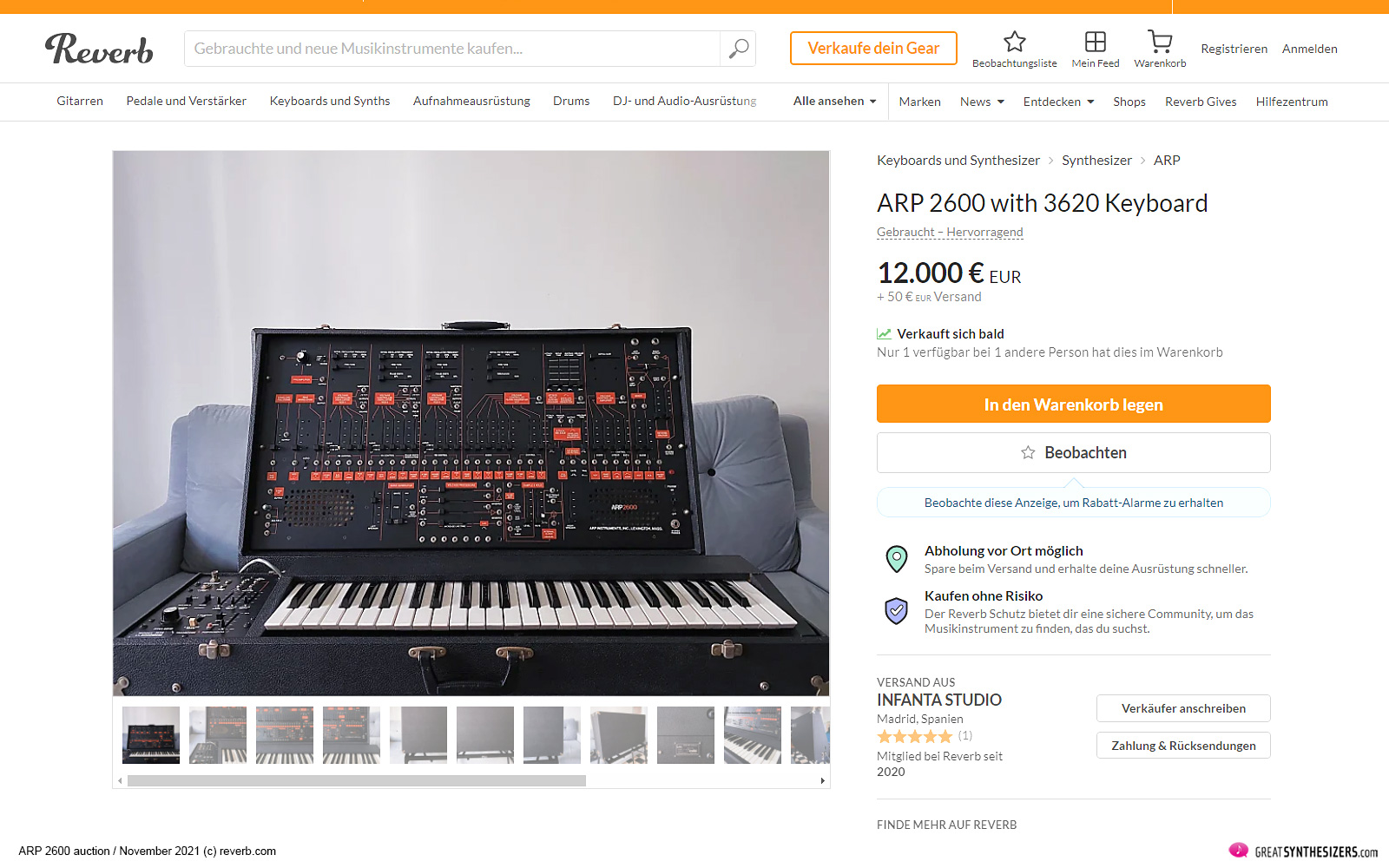 ARP 2600 Synthesizer auction November 2021